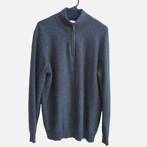 Giasone Sweater Men's Size XL Blue 1/4 Zip 100% 2-ply Cashmere -lpb40